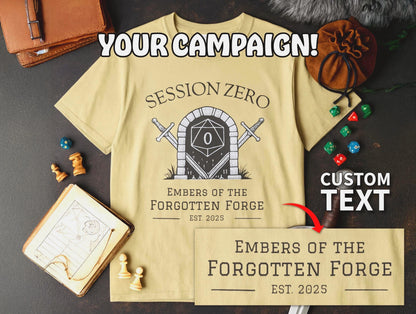 Custom D&D T-Shirt, Session Zero Shirt, Dungeon Master Top, D20 DND Party Campaign Shirt, Personalized Dungeons and Dragons Player Gift