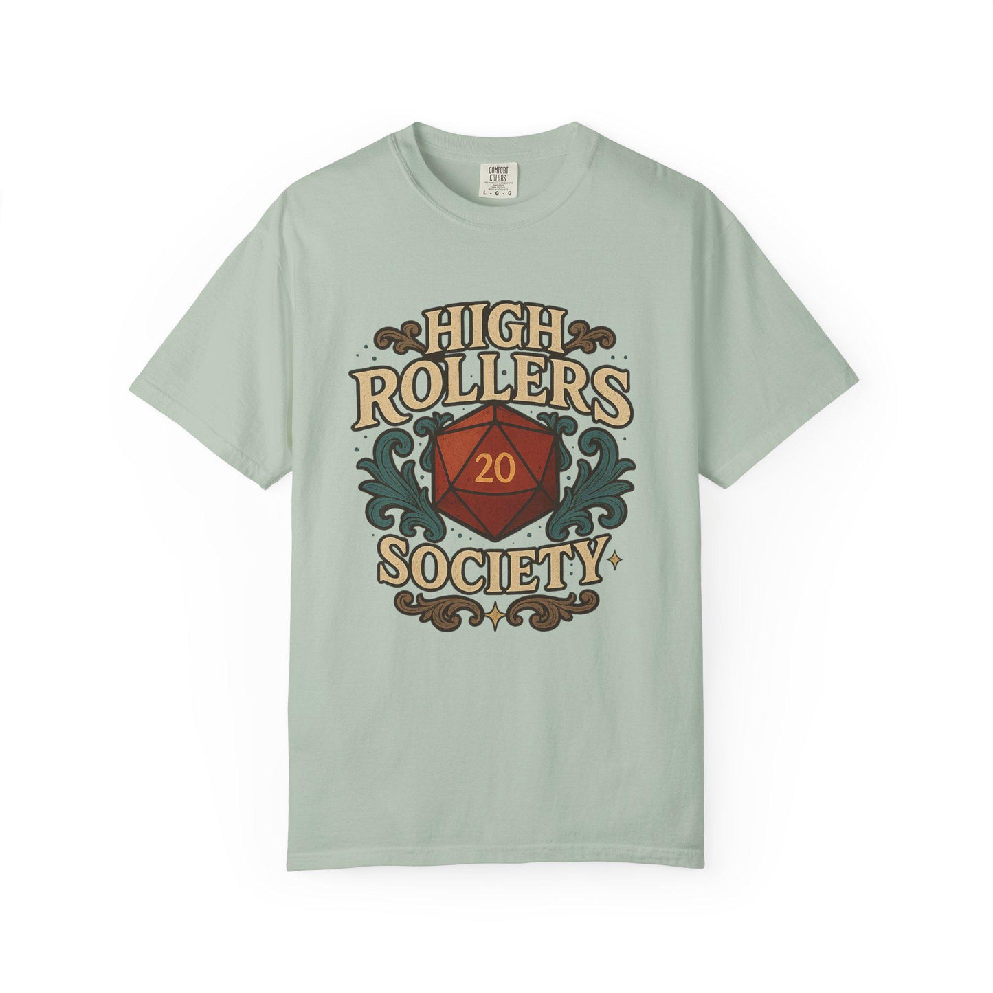 High Rollers Society Shirt DND Graphic Tee, Dungeons and Dragons T-Shirt Dungeon Master Game Night Shirt, Men Women S-4XL Comfort Colors
