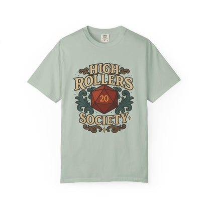 High Rollers Society Shirt DND Graphic Tee, Dungeons and Dragons T-Shirt Dungeon Master Game Night Shirt, Men Women S-4XL Comfort Colors