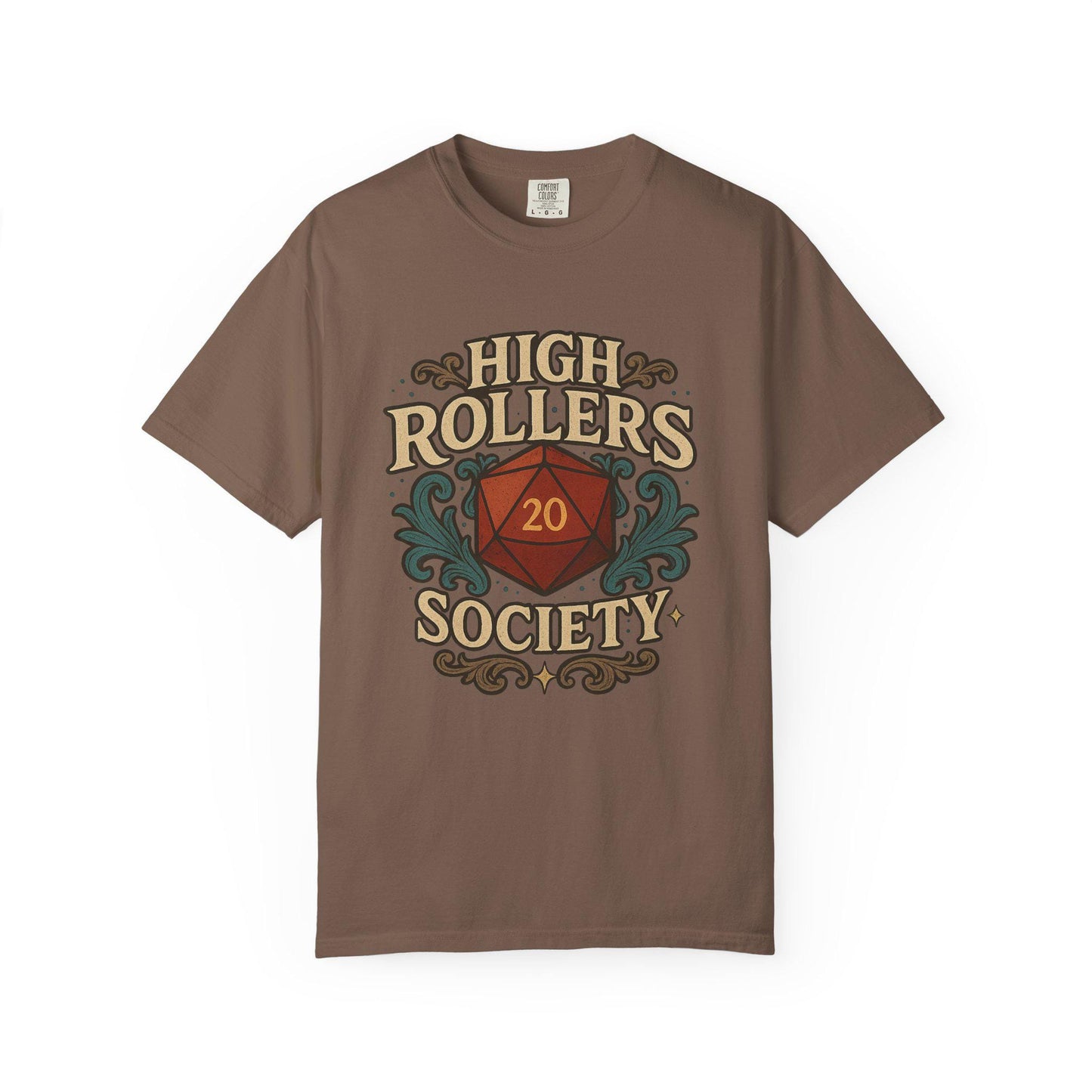 High Rollers Society Shirt DND Graphic Tee, Dungeons and Dragons T-Shirt Dungeon Master Game Night Shirt, Men Women S-4XL Comfort Colors