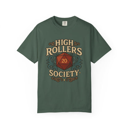 High Rollers Society Shirt DND Graphic Tee, Dungeons and Dragons T-Shirt Dungeon Master Game Night Shirt, Men Women S-4XL Comfort Colors