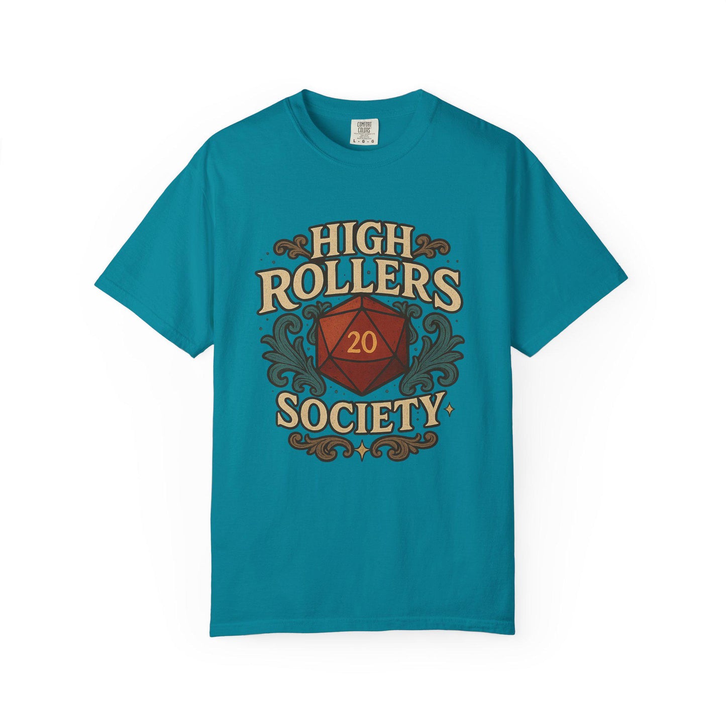 High Rollers Society Shirt DND Graphic Tee, Dungeons and Dragons T-Shirt Dungeon Master Game Night Shirt, Men Women S-4XL Comfort Colors