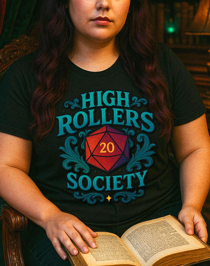 High Rollers Society Shirt DND Graphic Tee, Dungeons and Dragons T-Shirt Dungeon Master Game Night Shirt, Men Women S-4XL Comfort Colors