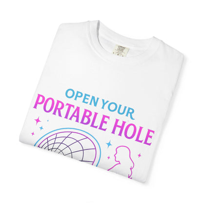 80s Retro D&D Graphic Tee, Funny Dungeons and Dragons Shirt Vintage Neon Sign Silhouette, Portable Hole Loot, DM Gift DND Dungeon Master