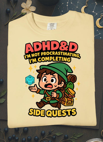 ADHD&D Graphic Tee, Sarcastic ADHD Shirt Procrastination DND Chibi Character t-Shirt, Geeky D20 Nat 1 T-Shirt, Dungeons and Dragons Gift