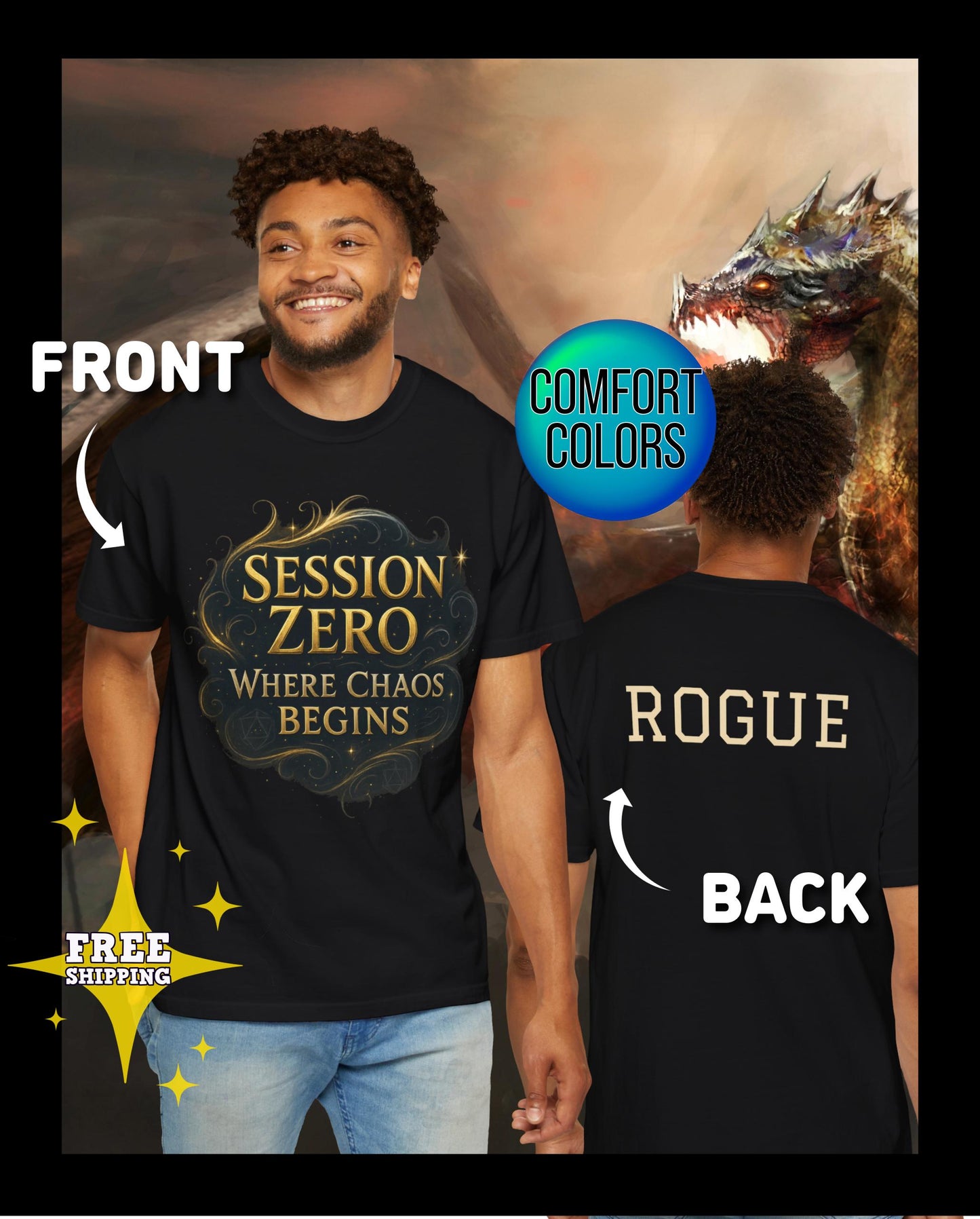 Custom D&D T-Shirt, Session Zero Shirt, Dungeon Master Top, D20 DND Party Campaign Shirt, Personalized Dungeons and Dragons Player Gift
