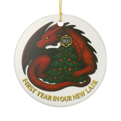 Dragon Ceramic Ornament 2025 DND Housewarming Gift, D&D Christmas Decoration, Holiday Gift for New Home, DND Fantasy Keepsake