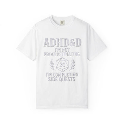 ADHD DND Shirt Side Quests Graphic Tee, Procrastination Shirt for D&D Player, Geeky D20 Nat 1 T-Shirt, Dungeons and Dragons Gift