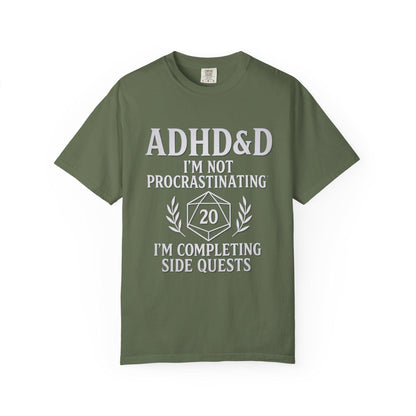 ADHD DND Shirt Side Quests Graphic Tee, Procrastination Shirt for D&D Player, Geeky D20 Nat 1 T-Shirt, Dungeons and Dragons Gift