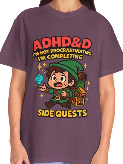 ADHD&D Graphic Tee, Sarcastic ADHD Shirt Procrastination DND Chibi Character t-Shirt, Geeky D20 Nat 1 T-Shirt, Dungeons and Dragons Gift