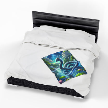 Velveteen Dragon Blanket, Cozy Fantasy Home Decor for Bedroom, Soft Cuddly Throw Blanket for Watching TV or Reading, Gift for Dragon Lovers
