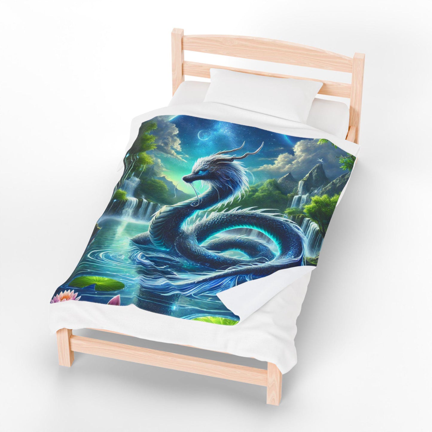 Velveteen Dragon Blanket, Cozy Fantasy Home Decor for Bedroom, Soft Cuddly Throw Blanket for Watching TV or Reading, Gift for Dragon Lovers