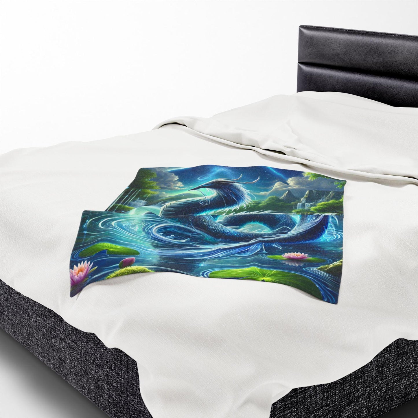 Velveteen Dragon Blanket, Cozy Fantasy Home Decor for Bedroom, Soft Cuddly Throw Blanket for Watching TV or Reading, Gift for Dragon Lovers
