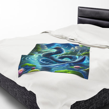 Velveteen Dragon Blanket, Cozy Fantasy Home Decor for Bedroom, Soft Cuddly Throw Blanket for Watching TV or Reading, Gift for Dragon Lovers
