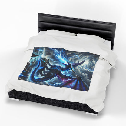 Dragon Lightning Velveteen Plush Blanket, Edgy Fantasy Scene, Home Decor Throw Blanket, Bedroom Decoration Bedding, Edgy DND Dragon Blanket