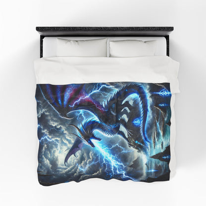 Dragon Lightning Velveteen Plush Blanket, Edgy Fantasy Scene, Home Decor Throw Blanket, Bedroom Decoration Bedding, Edgy DND Dragon Blanket