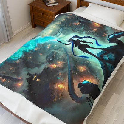 Arcane Are We Still Sisters Blanket, Jinx and Vi Arcane Inspired Bedding Dark Edgy Bedroom Decor Velveteen Plush Throw Blanket, Sister Gift