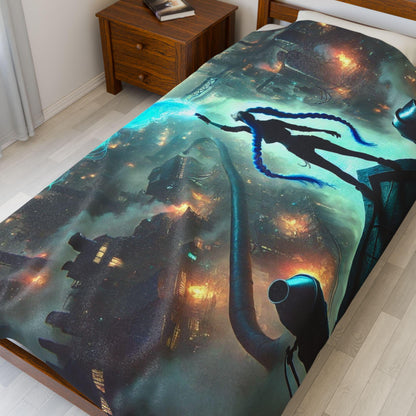 Arcane Are We Still Sisters Blanket, Jinx and Vi Arcane Inspired Bedding Dark Edgy Bedroom Decor Velveteen Plush Throw Blanket, Sister Gift