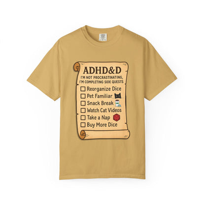 ADHD&D Roll for Concentration Shirt, Distraction Checklist, ADHD Side Quests Graphic Tee, D20 Nat 1 T-Shirt Dungeons and Dragons Gift