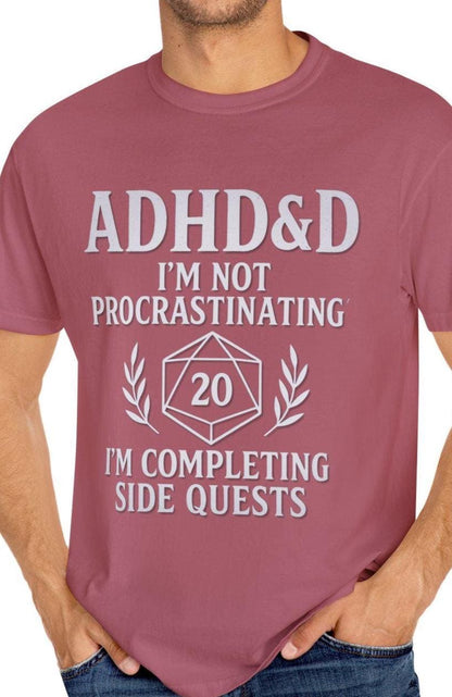 ADHD DND Shirt Side Quests Graphic Tee, Procrastination Shirt for D&D Player, Geeky D20 Nat 1 T-Shirt, Dungeons and Dragons Gift
