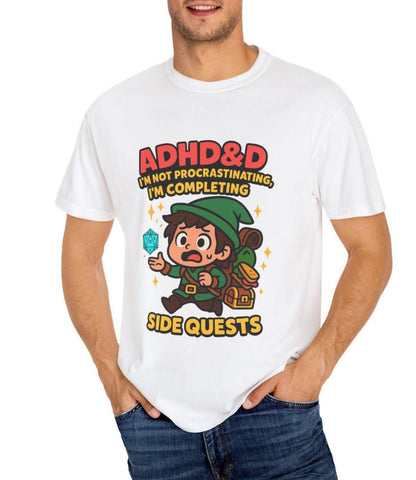 ADHD&D Graphic Tee, Sarcastic ADHD Shirt Procrastination DND Chibi Character t-Shirt, Geeky D20 Nat 1 T-Shirt, Dungeons and Dragons Gift