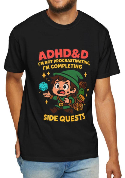 ADHD&D Graphic Tee, Sarcastic ADHD Shirt Procrastination DND Chibi Character t-Shirt, Geeky D20 Nat 1 T-Shirt, Dungeons and Dragons Gift