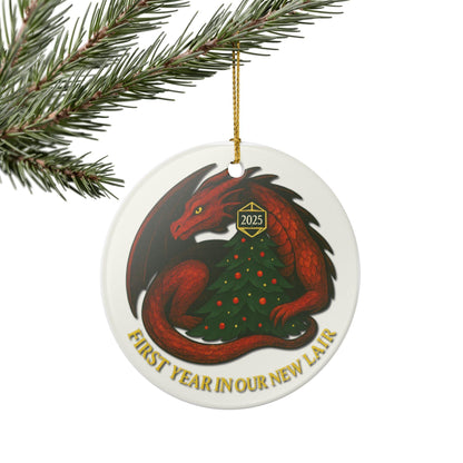 Dragon Ceramic Ornament 2025 DND Housewarming Gift, D&D Christmas Decoration, Holiday Gift for New Home, DND Fantasy Keepsake