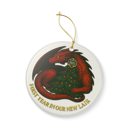 Dragon Ceramic Ornament 2025 DND Housewarming Gift, D&D Christmas Decoration, Holiday Gift for New Home, DND Fantasy Keepsake