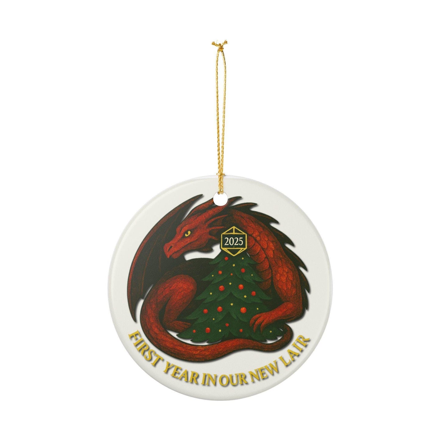 Dragon Ceramic Ornament 2025 DND Housewarming Gift, D&D Christmas Decoration, Holiday Gift for New Home, DND Fantasy Keepsake