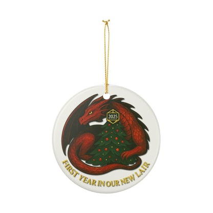 Dragon Ceramic Ornament 2025 DND Housewarming Gift, D&D Christmas Decoration, Holiday Gift for New Home, DND Fantasy Keepsake