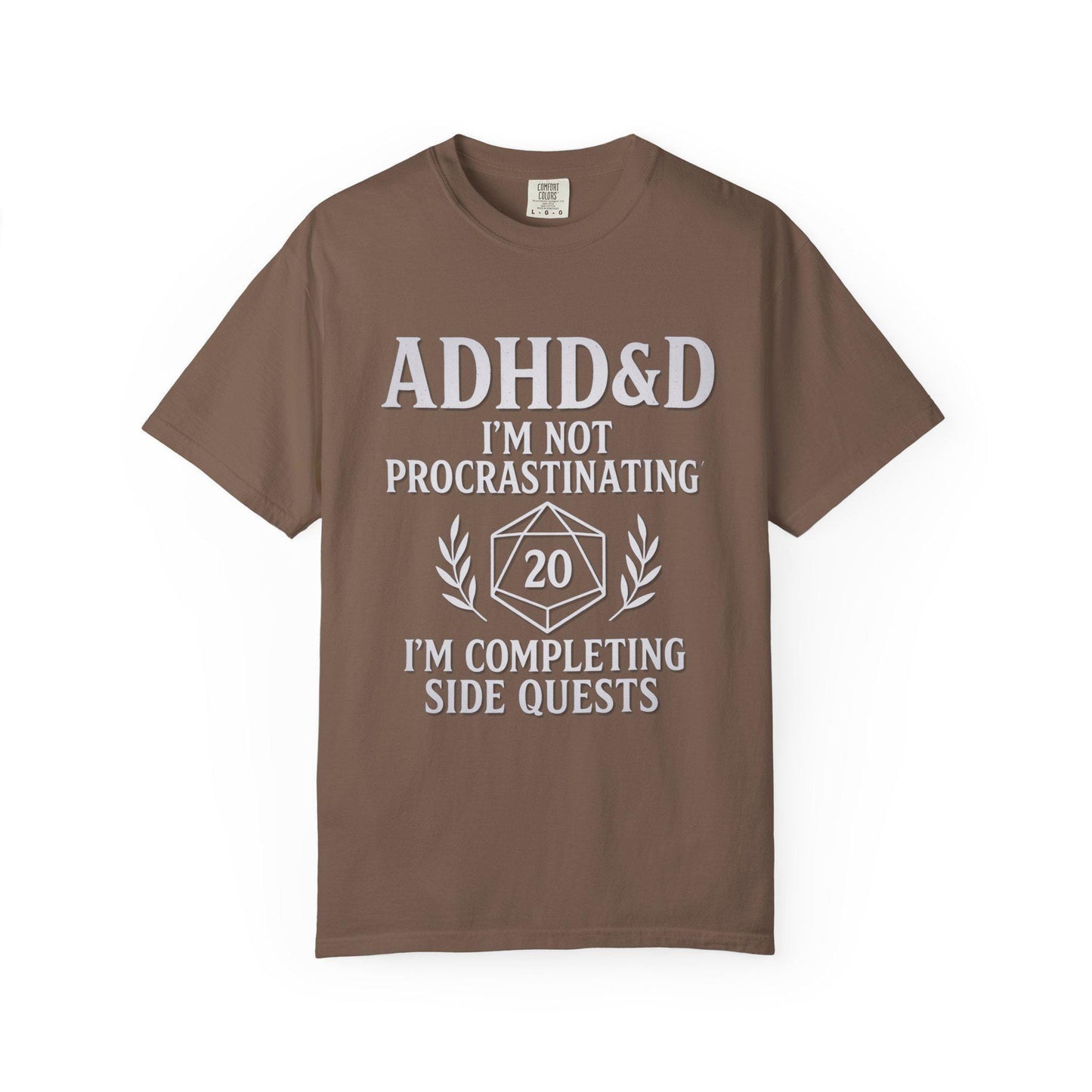 ADHD DND Shirt Side Quests Graphic Tee, Procrastination Shirt for D&D Player, Geeky D20 Nat 1 T-Shirt, Dungeons and Dragons Gift