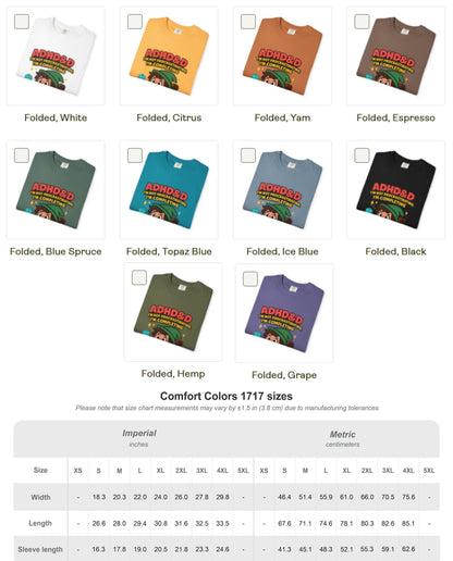 ADHD&D Graphic Tee, Sarcastic ADHD Shirt Procrastination DND Chibi Character t-Shirt, Geeky D20 Nat 1 T-Shirt, Dungeons and Dragons Gift