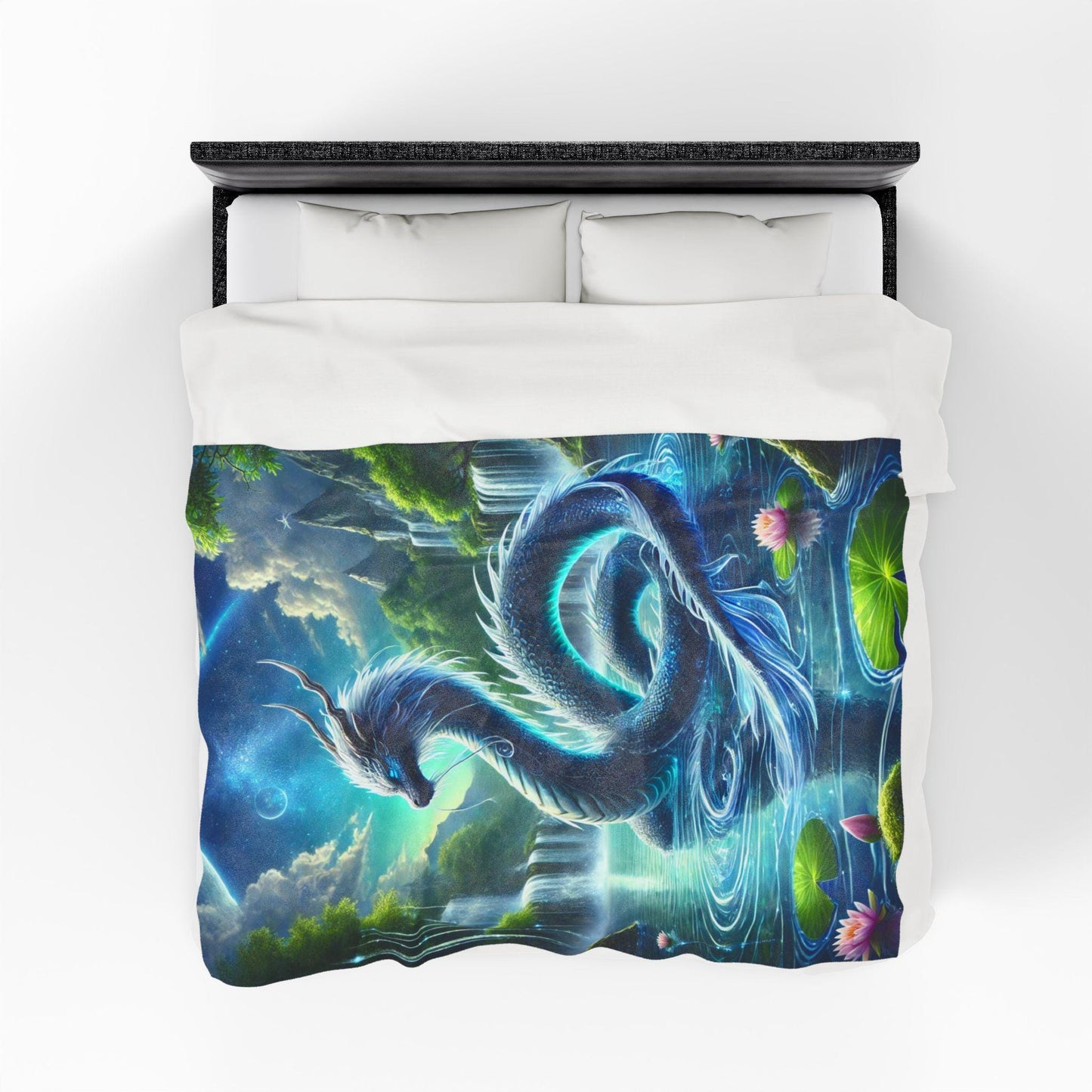 Velveteen Dragon Blanket, Cozy Fantasy Home Decor for Bedroom, Soft Cuddly Throw Blanket for Watching TV or Reading, Gift for Dragon Lovers