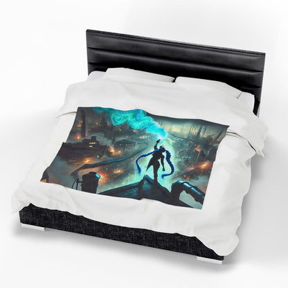 Arcane Are We Still Sisters Blanket, Jinx and Vi Arcane Inspired Bedding Dark Edgy Bedroom Decor Velveteen Plush Throw Blanket, Sister Gift