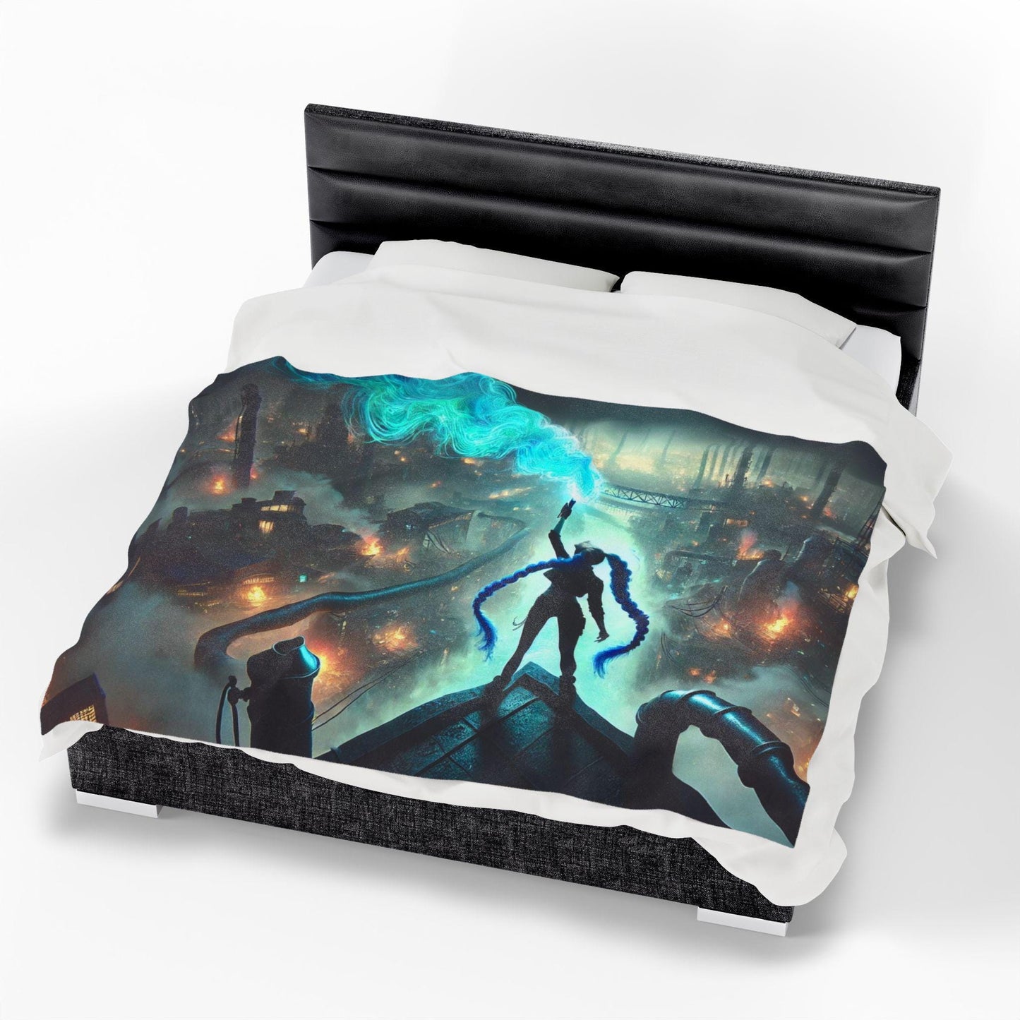 Arcane Are We Still Sisters Blanket, Jinx and Vi Arcane Inspired Bedding Dark Edgy Bedroom Decor Velveteen Plush Throw Blanket, Sister Gift