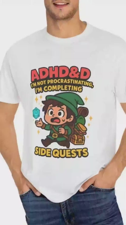 ADHD&D Graphic Tee, Sarcastic ADHD Shirt Procrastination DND Chibi Character t-Shirt, Geeky D20 Nat 1 T-Shirt, Dungeons and Dragons Gift