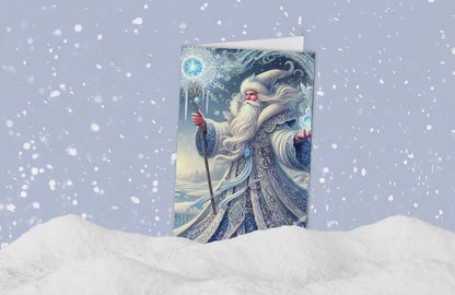 Magical D&D Christmas Card - Roll for Happiness and Spread the Joy with this Winter Wizard Greeting Card