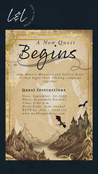 D&D Wedding Invitation, Digital Download, Dungeons and Dragons Invite Template, Adventure Quest Wedding, DND Couples, Marriage